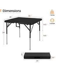 Piscifun Folding Card Table Square Portable Detachable Dual Height Adjustable Heavy Duty Indoor Outdoor Dining Game Picnic