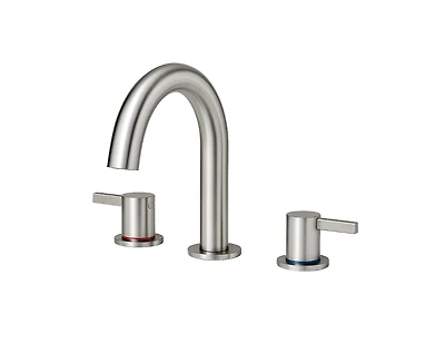 Busdays 8 Inch Widespread Lavatory Faucet 2 Handle 3 Hole 360 Spout Vanity with Pop Up Drain Brushed Nickel
