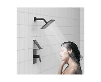 Busdays 8 Inch Rain Shower Faucet Set with Storage Rack Single Spray Shower Head Complete Kit