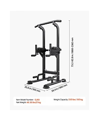 Sevorley Adjustable Power Tower Pull-Up and Dip Station with Back Pad, 330 lb Capacity