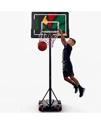 Hurtle Kids Portable Basketball Hoop – Adjustable Indoor Outdoor Basketball Goal with Wheels and Backboard for Kids Play