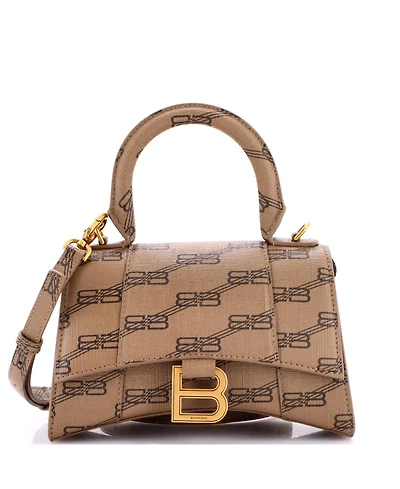 Pre-Owned Balenciaga Xs Hourglass Top Handle Bag Bb Coated Canvas