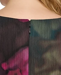 Dkny Plus Faux Wrap Chiffon Surplice Neck Belted Dress