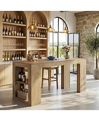 Tribesigns 63" Bar Table with Storage: High top bar station with 2 shelves. Pub table for kitchen, dining room, restaurants