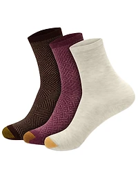 Gold Toe Women's Convertible Ribbed Short Crew Socks, 3-Pack