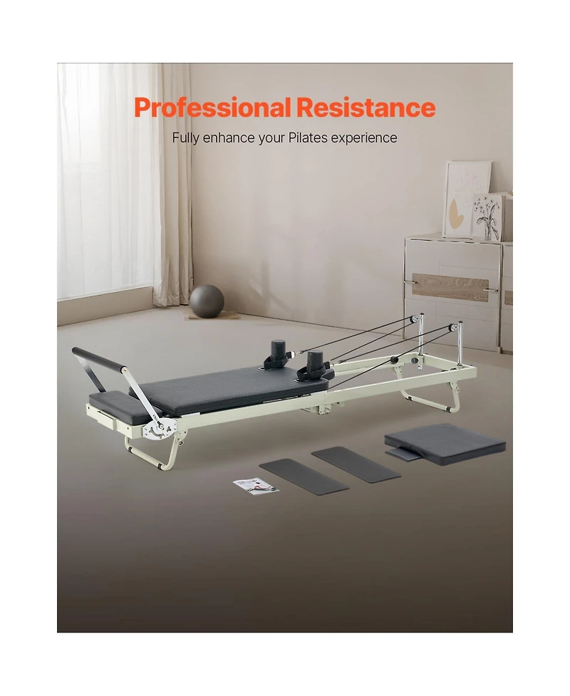 Sevorley Foldable Pilates Reformer with Dual Spring and Cord Resistance, 400 lb Capacity