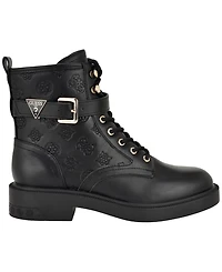Guess Women's Fellini Buckle Strap Lace-Up Combat Booties