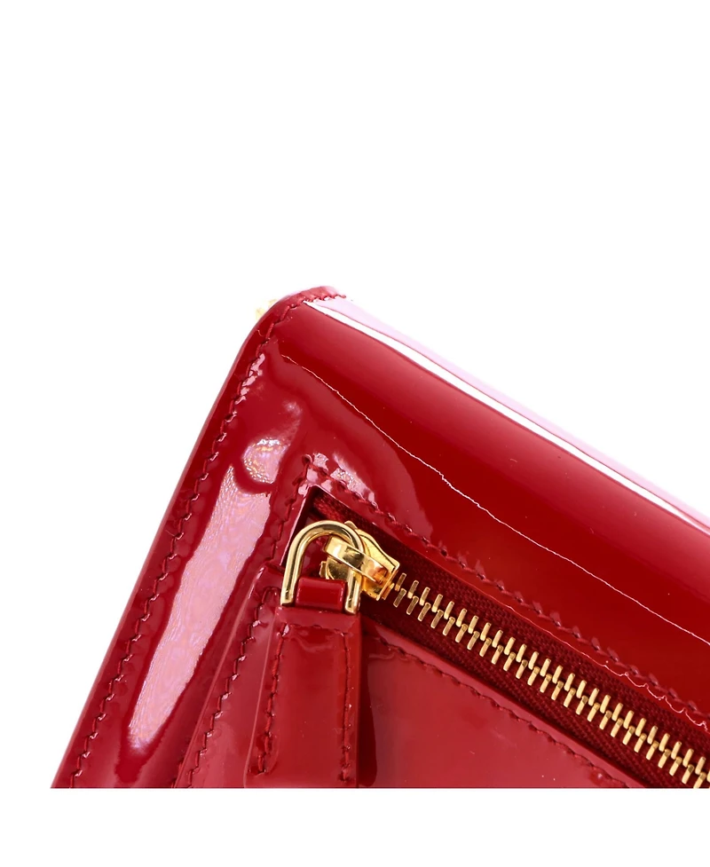 Pre-Owned Prada Mini Triangle Logo Envelope Chain Clutch Patent