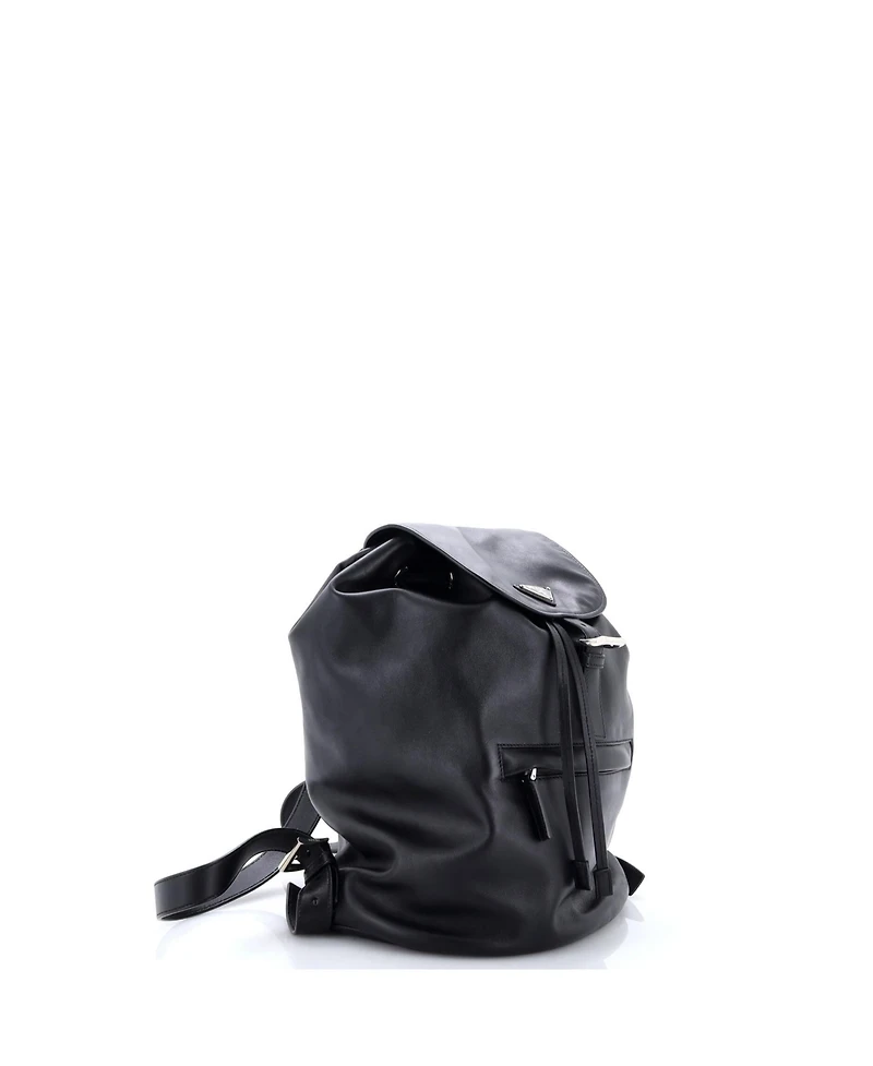 Pre-Owned Prada Medium Front Zip Drawstring Backpack Soft Calf