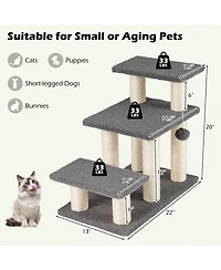 Gymax 2-in-1 Cat Tree Tower Pet Steps With Scratching Posts Hanging Toy Ball Perch
