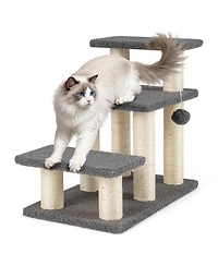 Gymax 2-in-1 Cat Tree Tower Pet Steps With Scratching Posts Hanging Toy Ball Perch