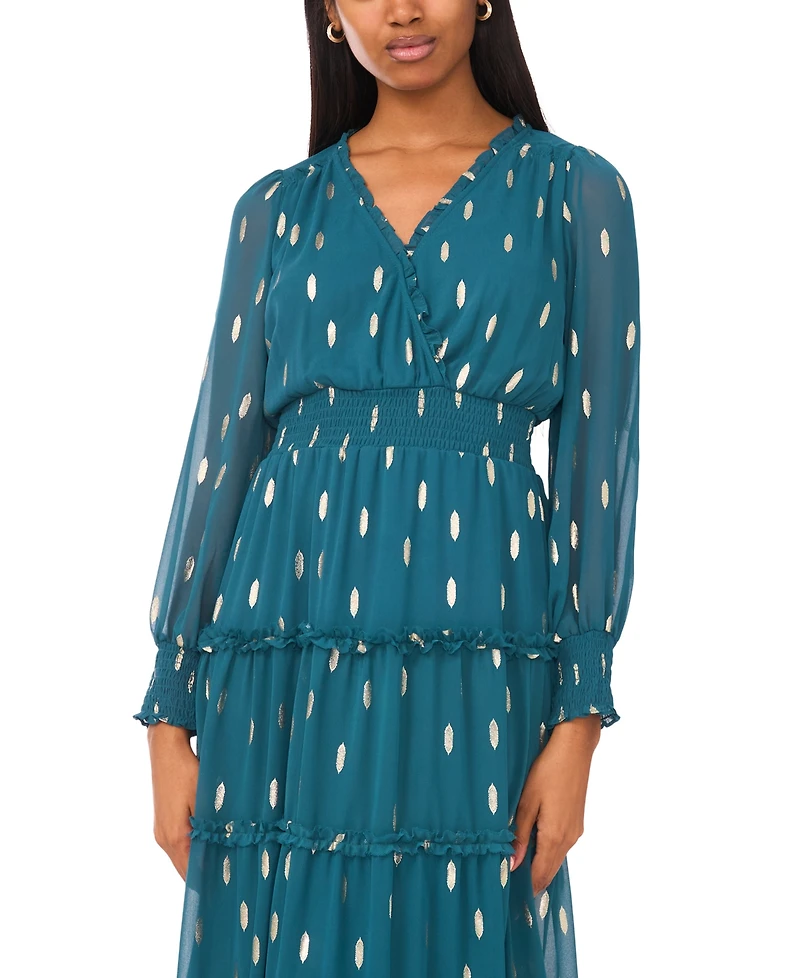 Msk Petite Chiffon Long Sleeves Maxi Dress