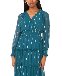 Msk Petite Chiffon Long Sleeves Maxi Dress