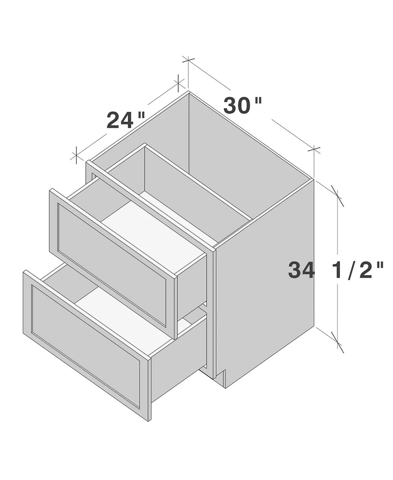 Boyel Living 30" W Double Drawers Base Cabinets, Ready to Assemble Kitchen Cabinet with Solid Wood Frame, Soft-Close Slides and Hinges
