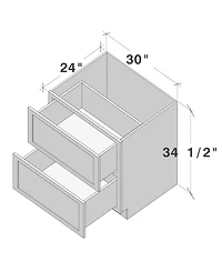 Boyel Living 30" W Double Drawers Base Cabinets, Ready to Assemble Kitchen Cabinet with Solid Wood Frame, Soft-Close Slides and Hinges