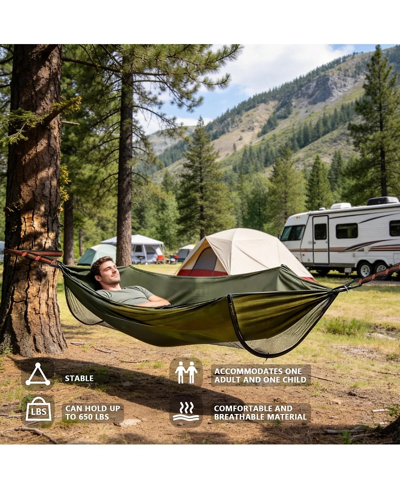 Piscifun 2 Person Pop Up Camping Hammock With Mosquito Net Lightweight Portable Outdoor Indoor Travel