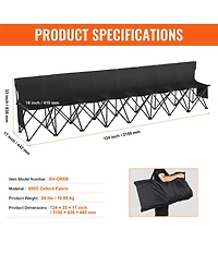 Sevorley 8-Seat Portable Folding Bench, Sideline Team Seating with Backrest, Side Pockets, and Carrying Bag