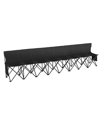 Sevorley 8-Seat Portable Folding Bench, Sideline Team Seating with Backrest, Side Pockets, and Carrying Bag