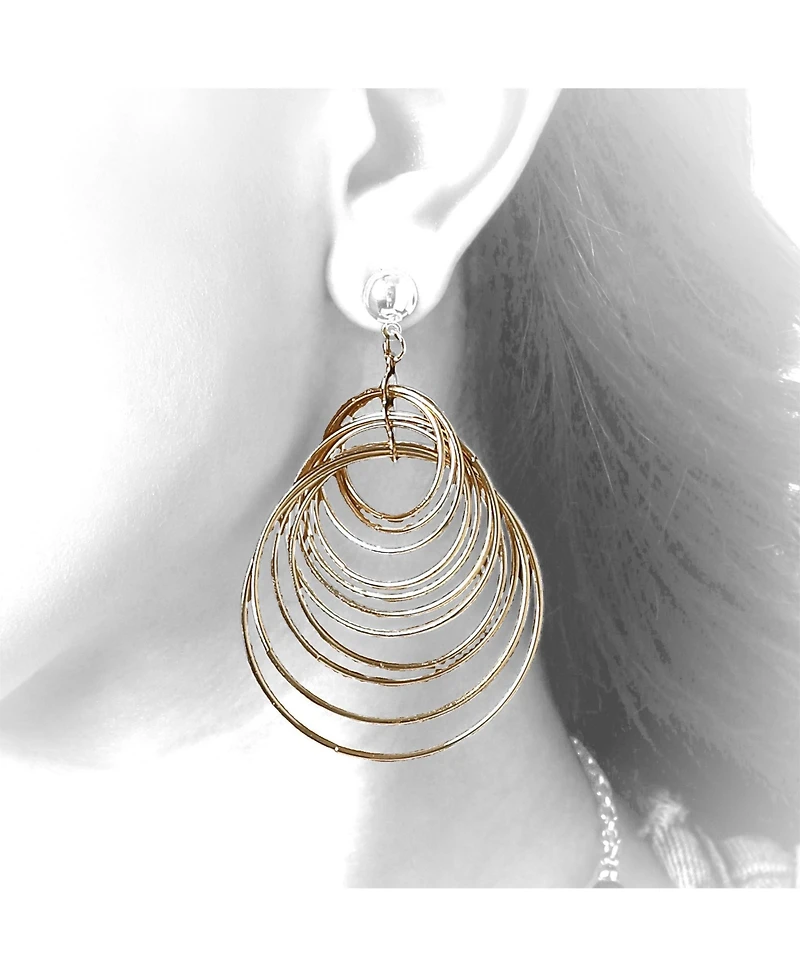 Jessica Simpson Multi Hoop Drop Earrings Yellow Gold-Tone, Statement Hoops