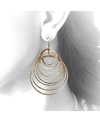 Jessica Simpson Multi Hoop Drop Earrings Yellow Gold-Tone, Statement Hoops