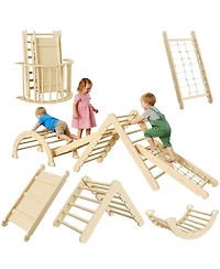 homfan Ages 1-3 7-in-1 Educational Collapsible Wooden Climbing Triangle Set