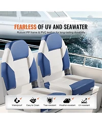 Sevorley High Back Folding Boat Seats, 21.85 in Padded Fold-Down Captain Chairs, 2-Pack