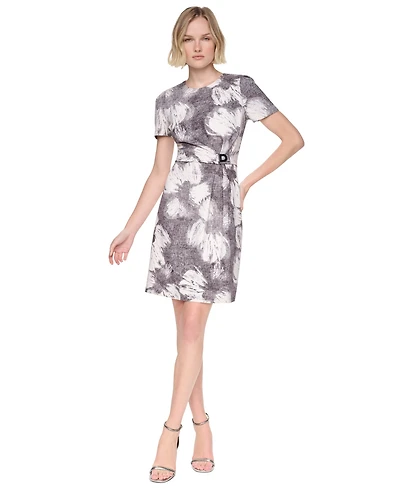 Dkny Women's Short Sleeve Crew Neck Sheath Dress