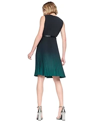 Dkny Women's Sleeveless V-Neck Ombre Pleated Dress