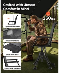Sevorley 360 Degree Silent Swivel Hunting Chair, Foldable Steel Blind Seat, 350 lb Capacity