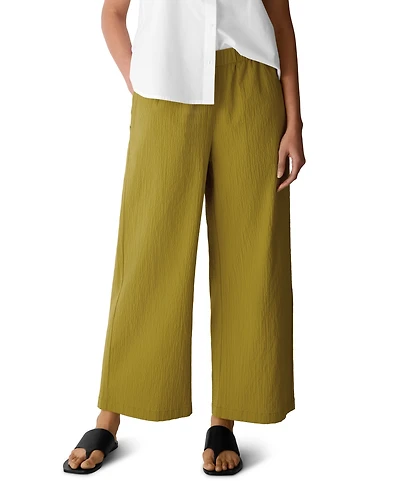 Eileen Fisher Petite Pucker Wide-Leg Pull-On Ankle Pants