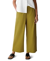 Eileen Fisher Petite Pucker Wide-Leg Pull-On Ankle Pants