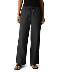 Eileen Fisher Petite Straight Full-Length High-Waisted Pull-On Cotton Pants