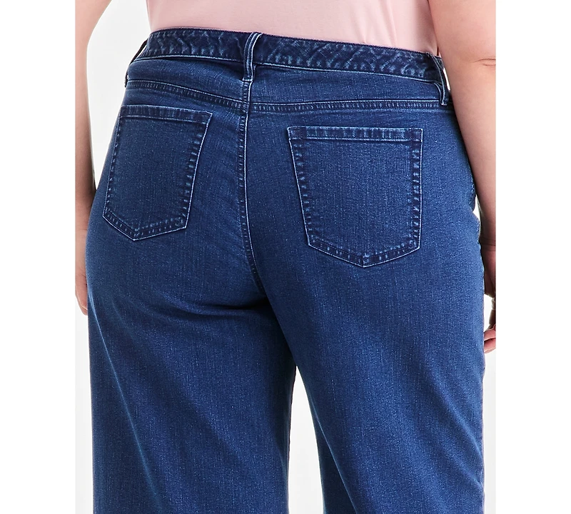 Style & Co Plus High-Rise Wide-Leg Embroidered Ankle Jeans, Macy's Exclusive