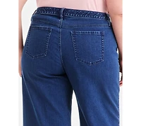 Style & Co Plus High-Rise Wide-Leg Embroidered Ankle Jeans, Macy's Exclusive