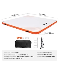 Sevorley Inflatable Floating Dock, 7 x 7 ft Non-Slip Water Platform with Ladder and Carry Bag