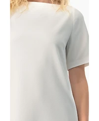 Ivonne Women's Clean Boat-Neck Short-Sleeve Shift Mini Dress