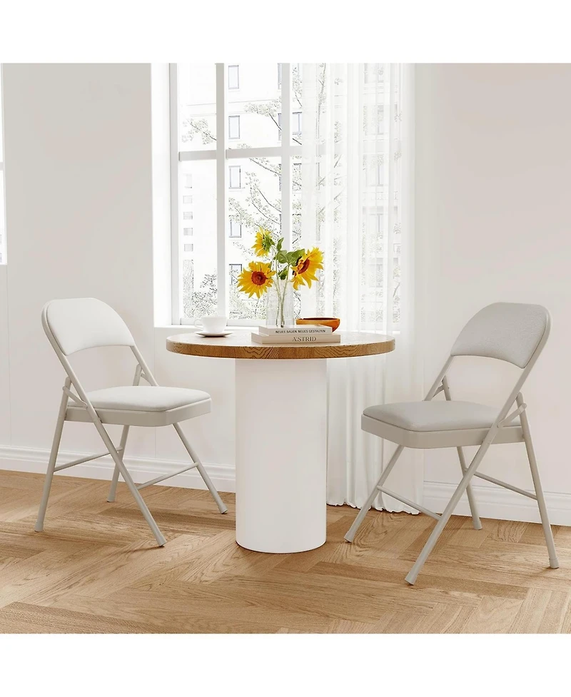 homfan Set of 8 Folding Metal Chairs with Padded Seats and Backs, Stackable, for Home and Office