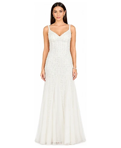 Lara Women's Beaded Bridal Gown with Godets