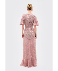 Beauut Women's Embellished Sequins Flutter Dress