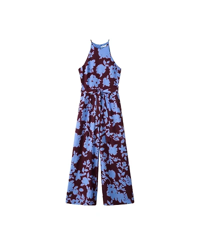 Mango Women's Floral-Print Wide-Leg Belted Jumpsuit