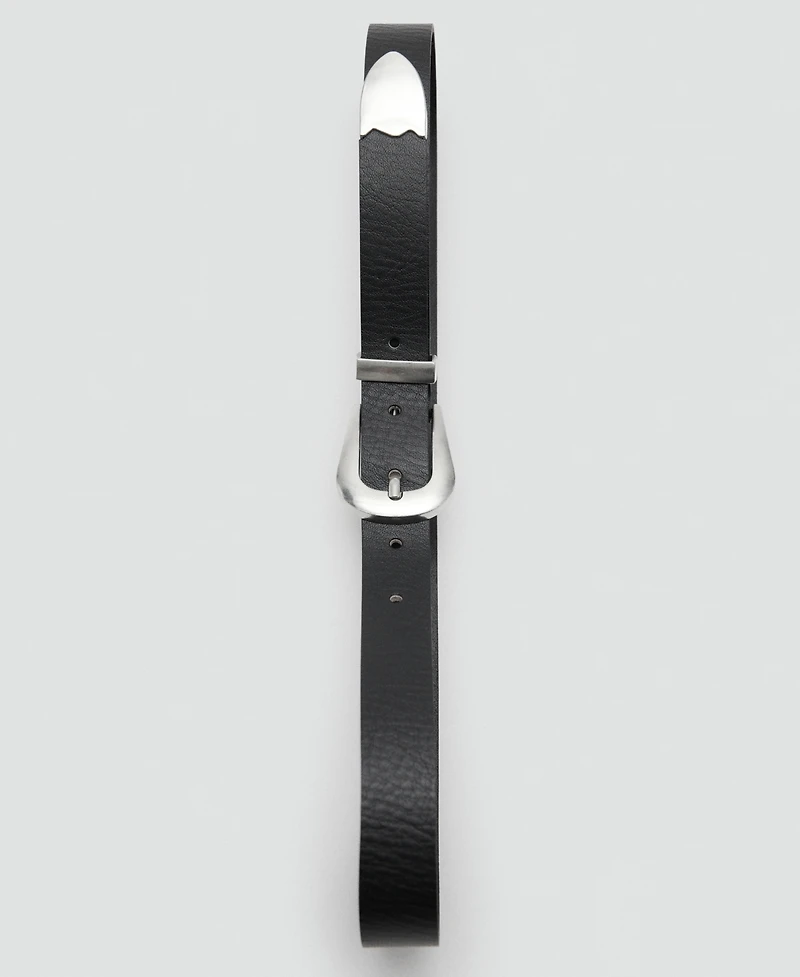 Mango Women's Metal Detail Leather Belt