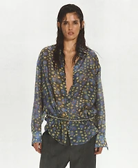 Mango Women's Semi-Sheer Printed Shirt