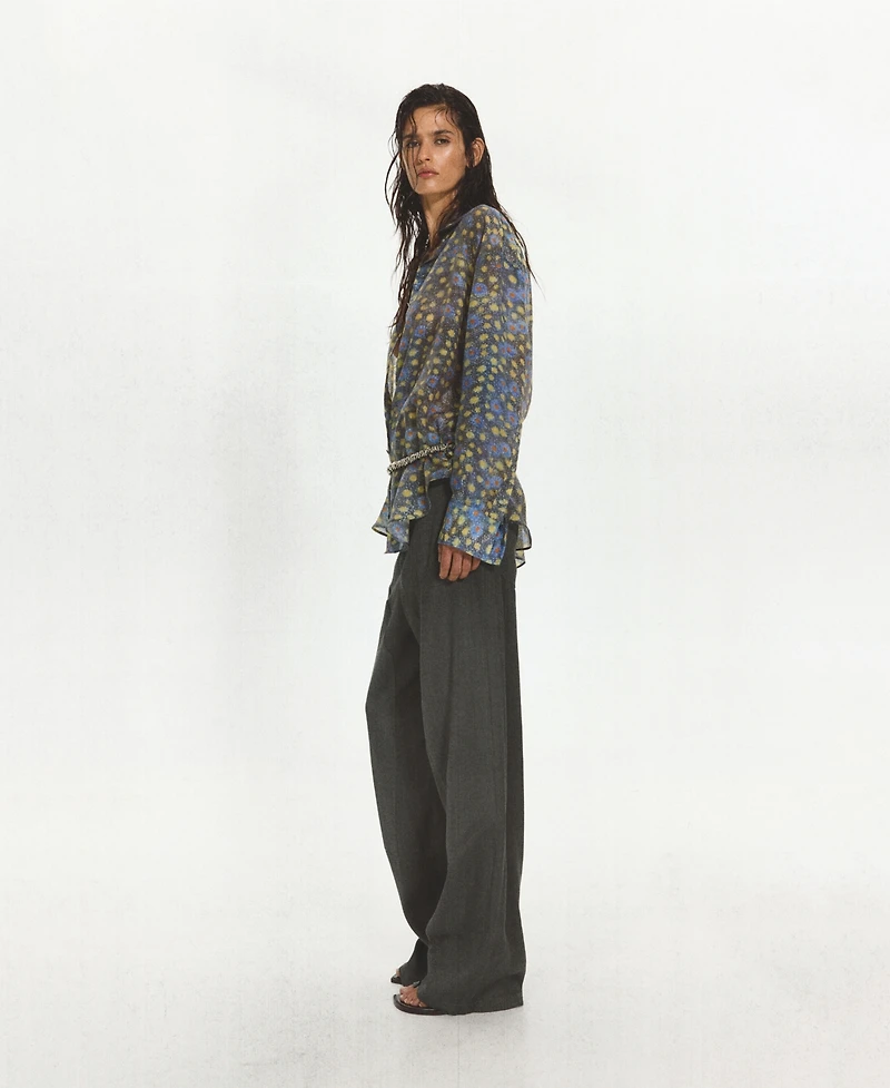 Mango Women's Stitching Details Straight Suit Pants