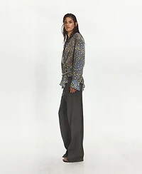 Mango Women's Stitching Details Straight Suit Pants