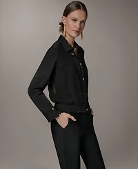 Donna Karan New York Women's Mixed Media Zip-Front Jersey Jacket