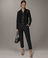 Donna Karan New York Women's Mixed Media Zip-Front Jersey Jacket