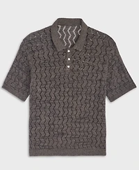 Mode of One Men's Zig Zag Trim Open-Knit Panel Classic Fit Polo Shirt, Macy's Exclusive