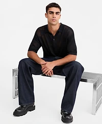 Mode of One Women's Checkerboard-Knit Relaxed-Fit Polo Shirt, Macy's Exclusive