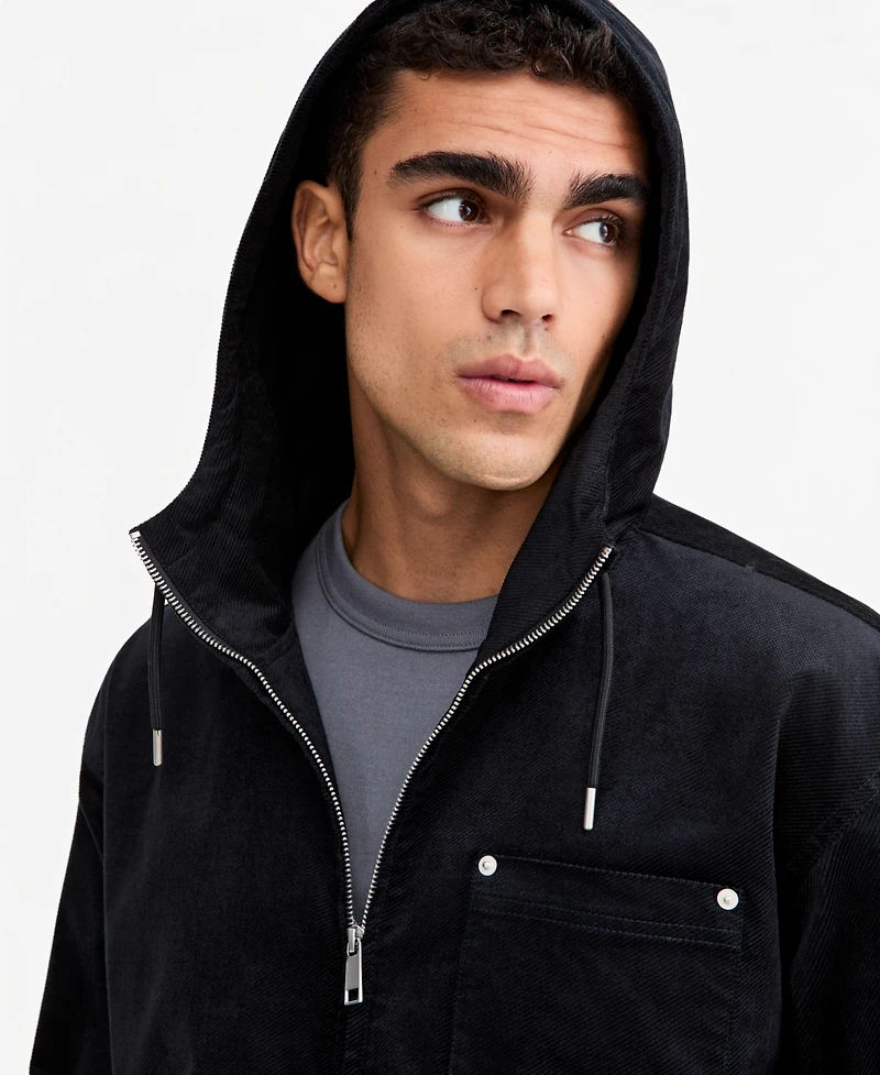 Mode of One Men's Relaxed-Fit Twill Zip-Front Hoodie, Macy's Exclusive