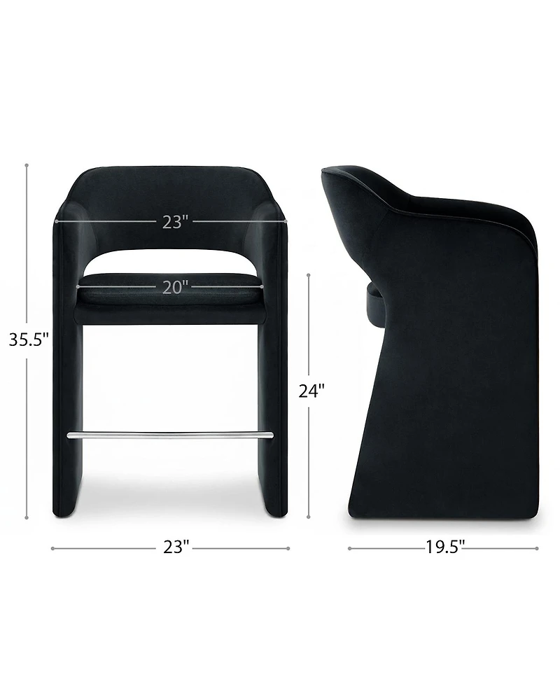 Maison Boucle Counter-Height Bar Stool Set of 3 With Arms, Upholstered Counter Stools, Low-Back Barrel Design Metal Footrest, Fully Assembled